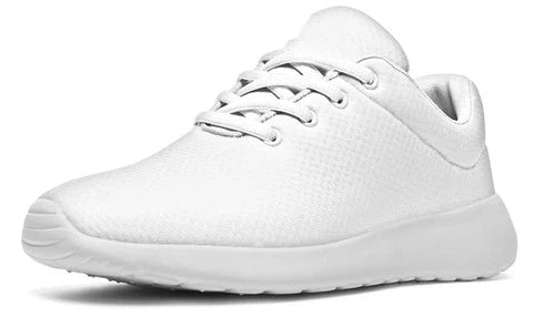 Men's Lightweight Breathable Mesh Lace-Up Sneakers – White